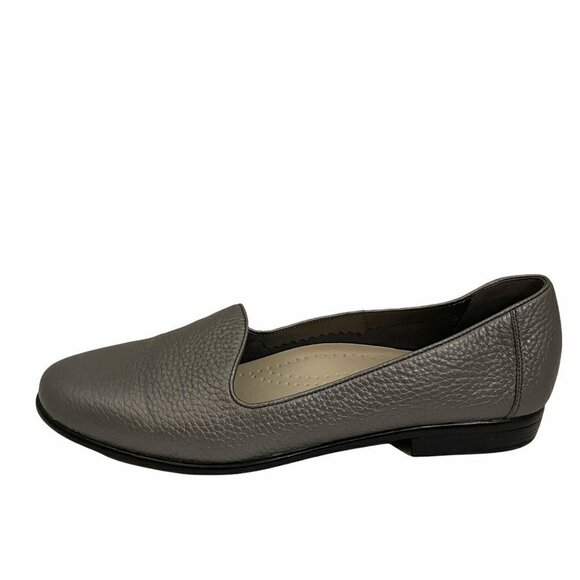 Trotters EUC Pewter Liz Tumbled Casual Comfort Vegan Leather Loafers Ballet Flat - Picture 10 of 10